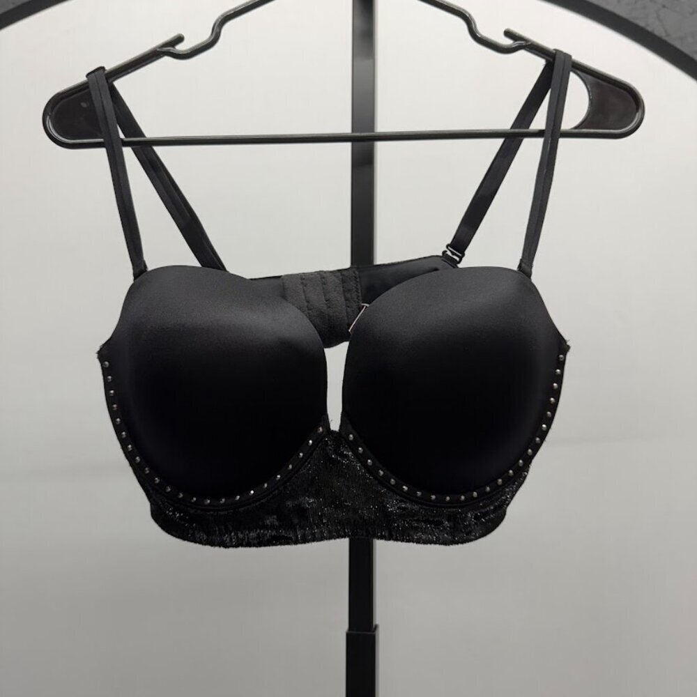 Victoria's Secret Very Sexy Black Velvet Rhinstone Multiway Bra